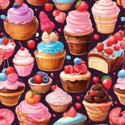 Cute Kawaii Wallpaper - Adorable Kawaii Desserts Collage, Sweetness Overload  intricate patterns, splash art, wallpaper art