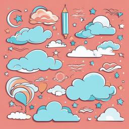 Congratulations clipart - congratulations written in the clouds  color,minimalist,vector clipart