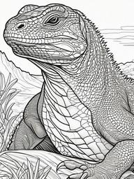 Komodo Dragon Coloring Page - Giant Reptile  black outline printable coloring page