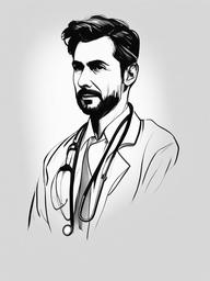 simple drawing of a doctor  minimal rough sketch scribbles,doodles,black and white