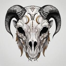 Tattoo Goat Skull - A tattoo specifically focused on the skull of a goat.  simple color tattoo design,white background