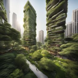 urban oasis of green amidst towering structures 