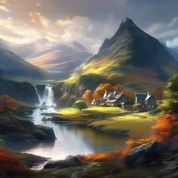 Anime Wallpaper - Fantasy World in the Scottish Highlands  , splash art wallpaper, dull colors