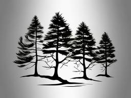 pine tree silhouette tattoo  simple color tattoo,white background