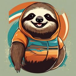 Smiling Sloth - Design a t-shirt showing a sloth having a slow-motion race in a snail-shaped stadium. ,t shirt vector design