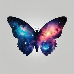 butterfly galaxy tattoo  simple color tattoo, minimal, white background
