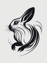 Leaping black rabbit tattoo. Energetic motion captured in ink.  minimalist black white tattoo style