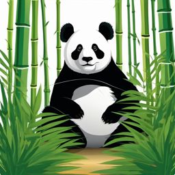 Panda in Bamboo Forest Sticker - A panda peacefully dwelling in a lush bamboo forest. ,vector color sticker art,minimal