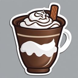 Hot Cocoa Mug Sticker - Cozy up with a warm mug of hot cocoa, topped with a swirl of whipped cream, , sticker vector art, minimalist design