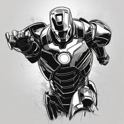 simple drawing of iron man  minimal rough sketch scribbles,doodles,black and white