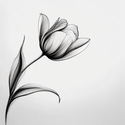 drawing of a single tulip  minimal rough sketch scribbles,doodles,black and white