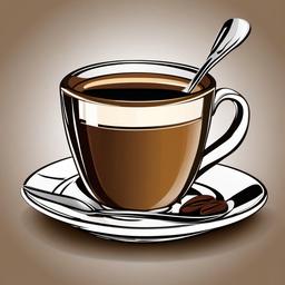 Coffee clipart - coffee cup with a saucer and spoon  