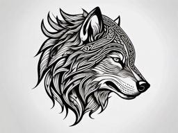 Viking Tattoo Wolf,Viking-themed wolf tattoo, embodying the fearless and intrepid Viking spirit. , tattoo design, white clean background