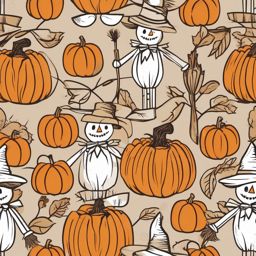 Scarecrow and Pumpkin Friends clipart - Friendly scarecrow and pumpkins, ,vector color clipart,minimal