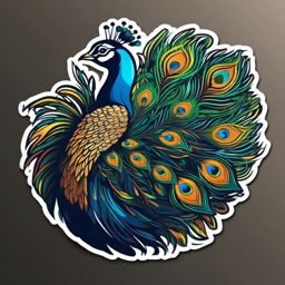 Peacock Sticker - A majestic peacock displaying its vibrant feathers. ,vector color sticker art,minimal