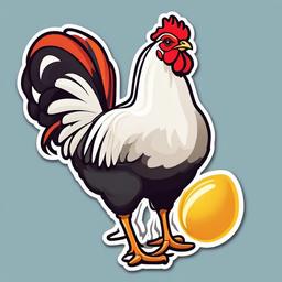 Leghorn Chicken cartoon - energetic, egg-laying chicken  cartoon sticker style