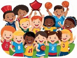 Cheer clipart - kids cheering at a sports event  