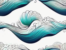 Flower Wave Tattoo - Blend nature's beauty with the fluidity of waves in a flower wave tattoo.  simple vector color tattoo,minimal,white background