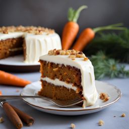 moist carrot cake with cream cheese frosting, relished at a cozy family gathering. 