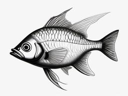 drawing of scad fish  minimal rough sketch scribbles,doodles,black and white