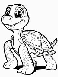 Turtle Coloring Pages - Cartoon turtle with a big smile  simple coloring pages