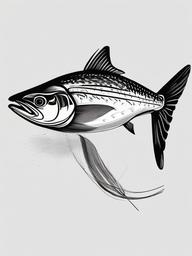 drawing of mackerel fish  minimal rough sketch scribbles,doodles,black and white