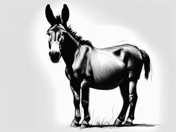 sketch of a donkey  minimal rough sketch scribbles,doodles,black and white