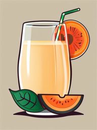 Pawpaw Smoothie Clipart - A glass of pawpaw smoothie.  color vector clipart, minimal style