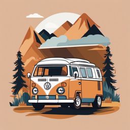 Camper Van Clipart - A cozy camper van for road trips.  color vector clipart, minimal style