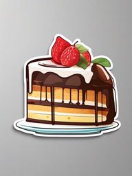 Cake Sticker - Delicious slice of cake, ,vector color sticker art,minimal