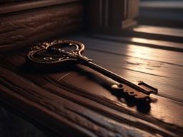 Rusty skeleton key grants access to a long-abandoned mansion, hiding untold secrets.  8k, hyper realistic, cinematic