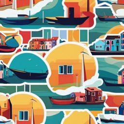 Burano sticker- Colorful island in the Venetian Lagoon, , sticker vector art, minimalist design