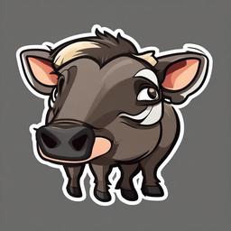 Warthog cartoon - wild pig with tusks  cartoon sticker style