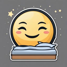 Moon Face and Bed Emoji Sticker - Nighttime sleepiness, , sticker vector art, minimalist design