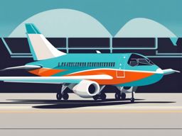 Airplane Clipart - A sleek airplane preparing for takeoff.  color vector clipart, minimal style