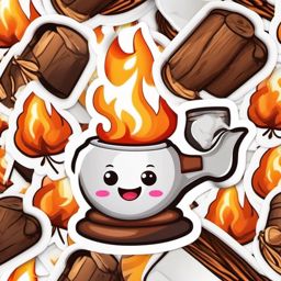 Campfire and Marshmallow Emoji Sticker - Roasting marshmallows by the fire, , sticker vector art, minimalist design