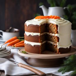 moist carrot cake with cream cheese frosting, relished at a cozy family gathering. 