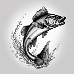 Walleye Tattoo,a tribute to the elusive walleye, this tattoo captures the mystique of freshwater angling. , tattoo design, white clean background