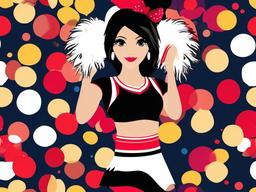 Cheerleader clipart - cheerleader with pom-poms at a game  