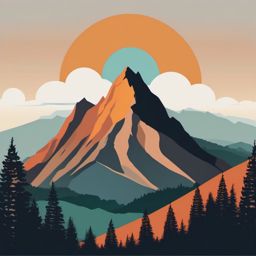 Mountain Clipart - A towering mountain in the wilderness.  color clipart, minimalist, vector art, 