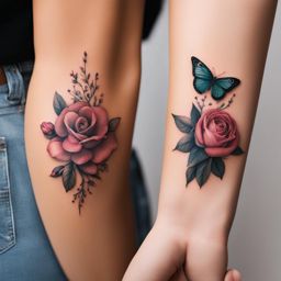 matching or complementary tattoos celebrating the bond between mothers and daughters. 