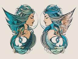 pisces and virgo tattoo  simple vector color tattoo