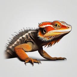 Bearded Dragon Tattoo Ideas - Creative ideas for tattoos featuring bearded dragons.  simple color tattoo,minimalist,white background