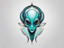 Small Tattoo Alien - Delicate and impactful, a small alien-themed tattoo for a subtle statement.  simple color tattoo,vector style,white background