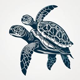 Mother Daughter Sea Turtle Tattoos - Symbolize love, protection, and shared experiences with matching mother-daughter sea turtle tattoos.  simple color tattoo,minimal vector art,white background