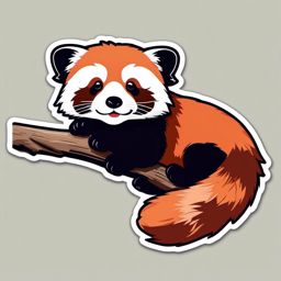 Red Panda Sticker - A playful red panda balancing on a tree branch. ,vector color sticker art,minimal