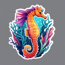 Seahorse Sticker - A delicate seahorse in vibrant underwater colors. ,vector color sticker art,minimal