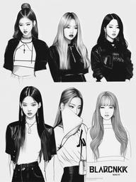 sketch of blackpink  minimal rough sketch scribbles,doodles,black and white