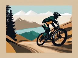 Trailside Mountain Biking clipart - Biking the mountain trail, ,vector color clipart,minimal