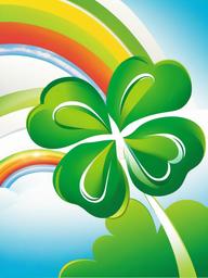 Four Leaf Clover clipart - clover with a rainbow in the background  